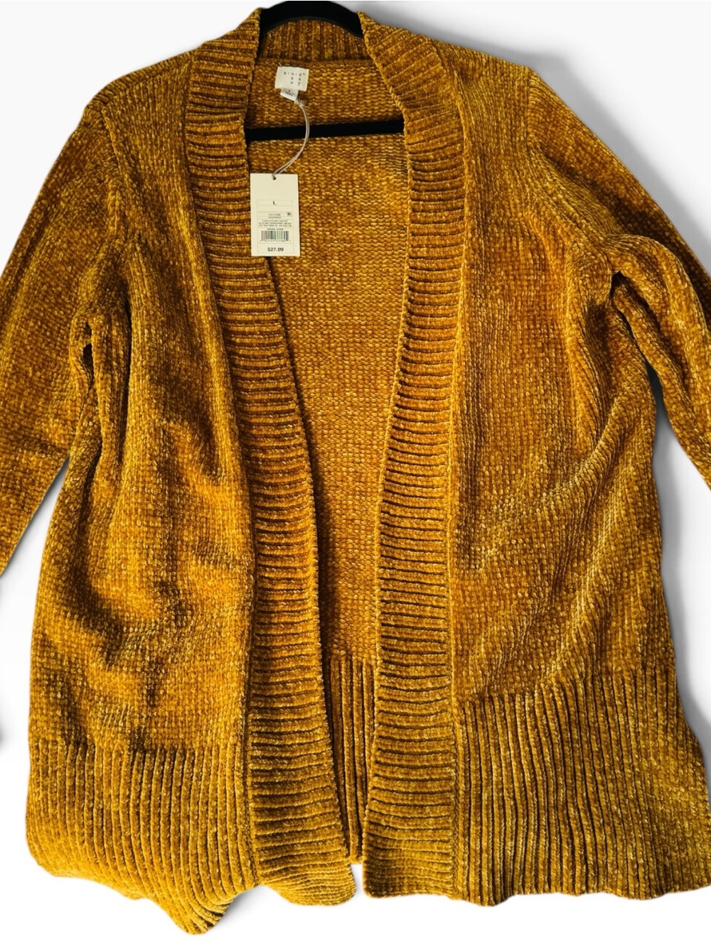 A New Day Gold Chenille Open-Front Duster Cardigan